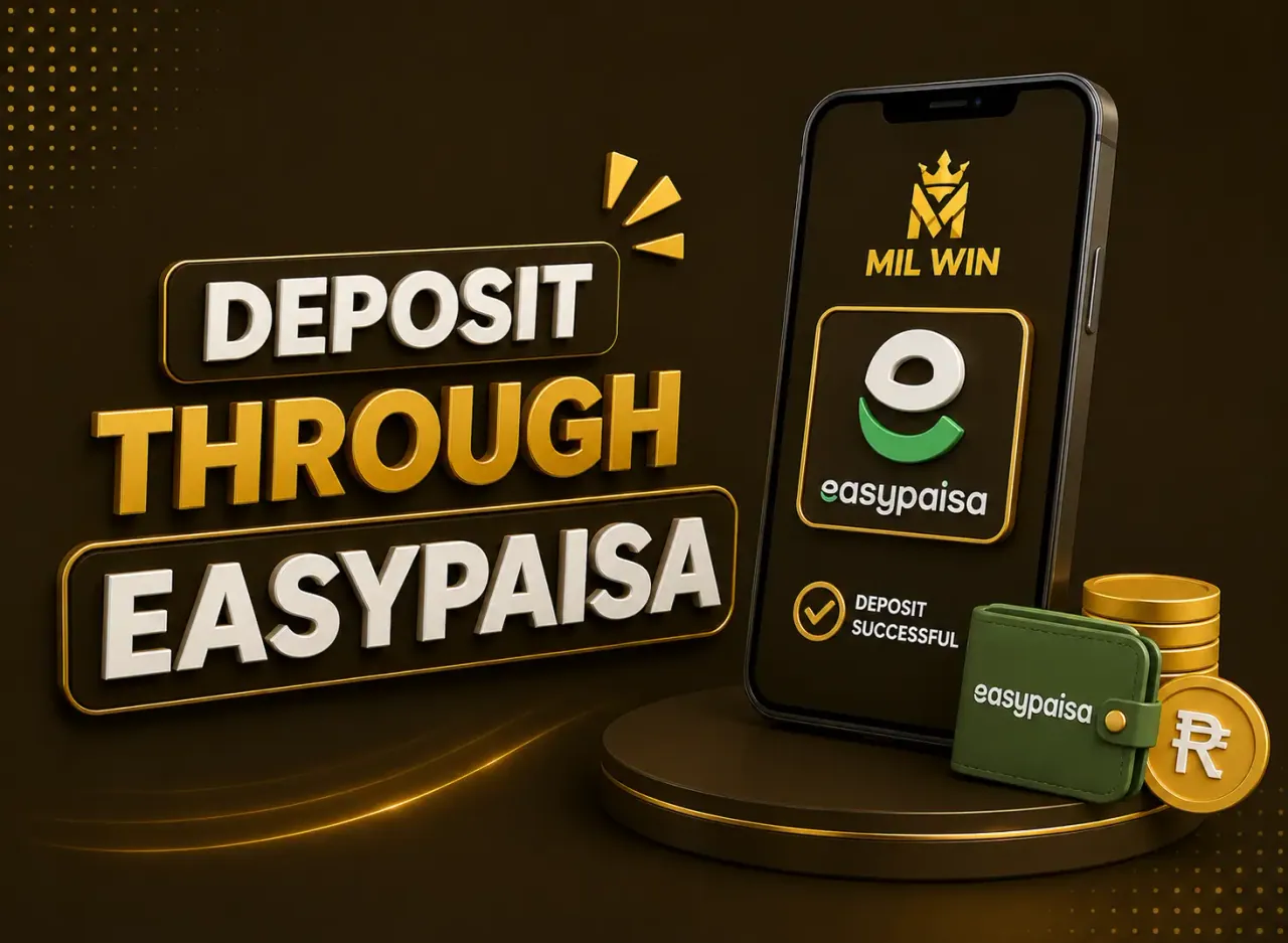 Easypaisa logo on a podium beside a deposit successful confirmation card