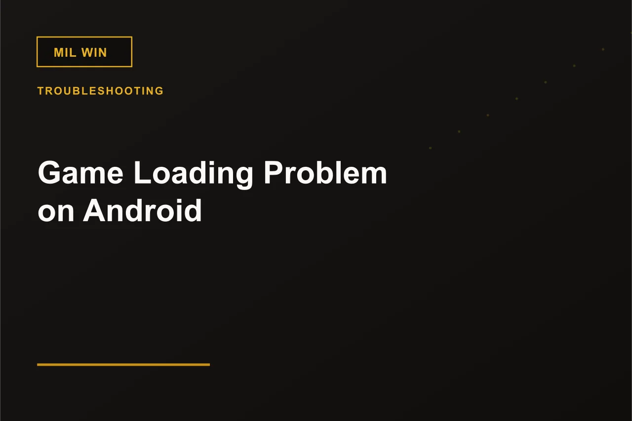 Mil Win game screen stuck on a loading spinner beside a phone settings checklist